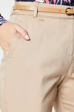 Stretch Cigarette Belted Trousers