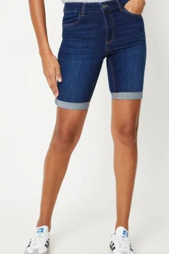 Stretch Denim Knee Shorts