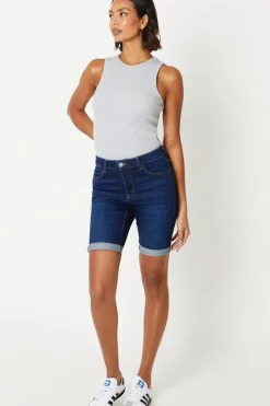 Stretch Denim Knee Shorts