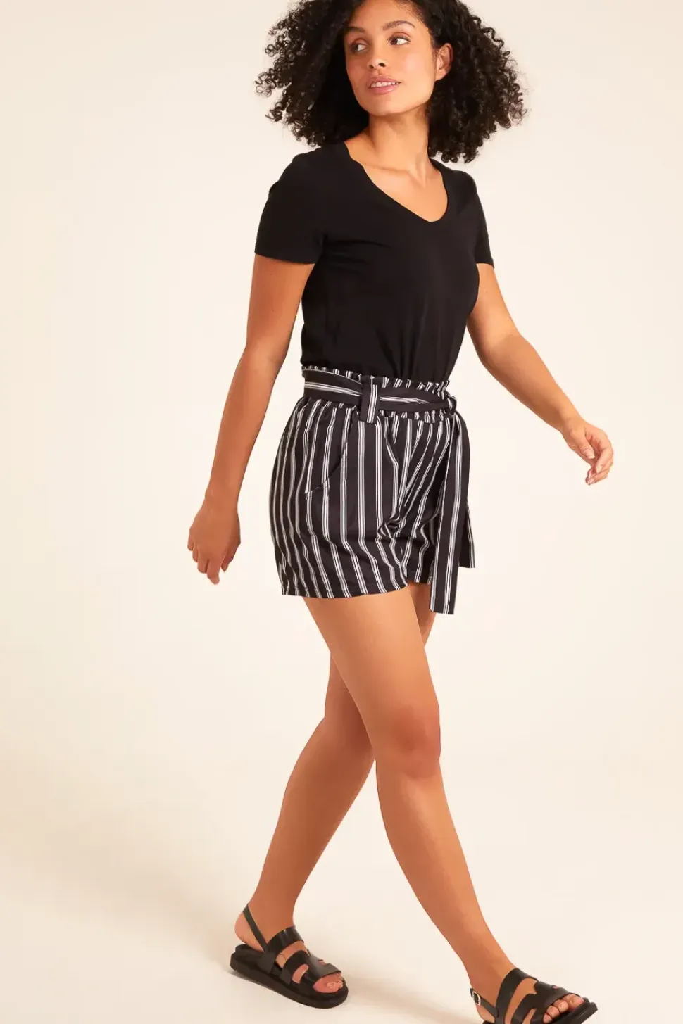 Stripe Belted Shorts