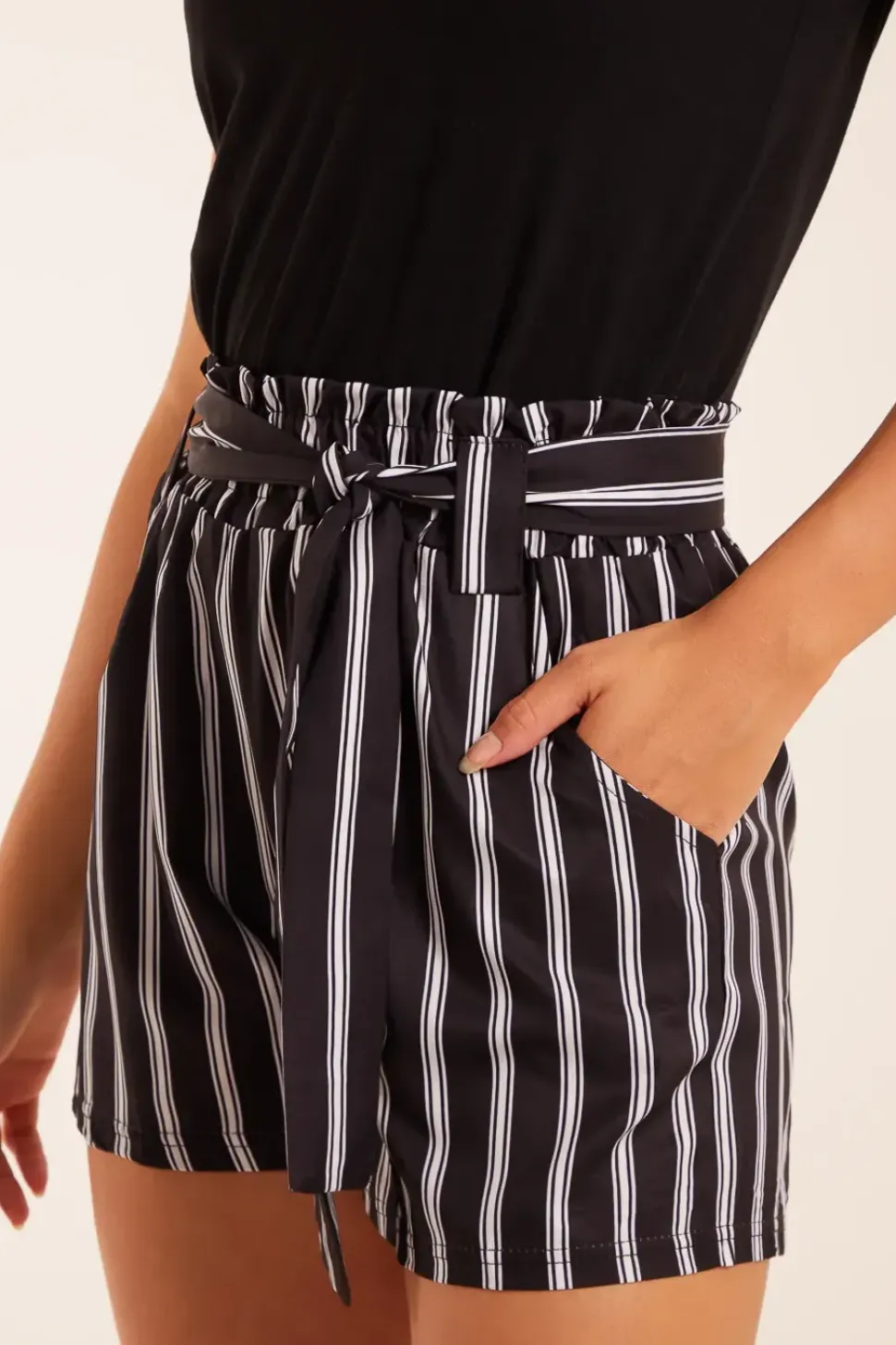 Stripe Belted Shorts