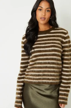Stripe Brushed Knitted Jumper