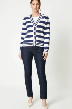 Stripe Button Front Cardigan