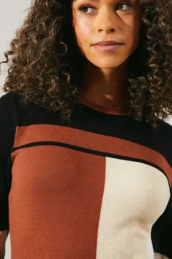 Stripe Colourblock Knitted Mini Dress