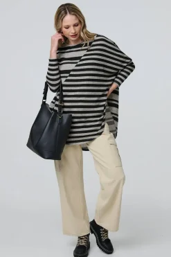 Striped Asymmetric Long Sleeve Tunic Top