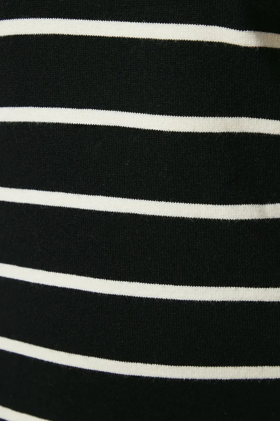 Striped Button Cuff Knitted Mini Dress