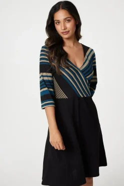Striped Colour Block Skater Dress