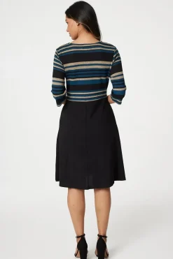 Striped Colour Block Skater Dress