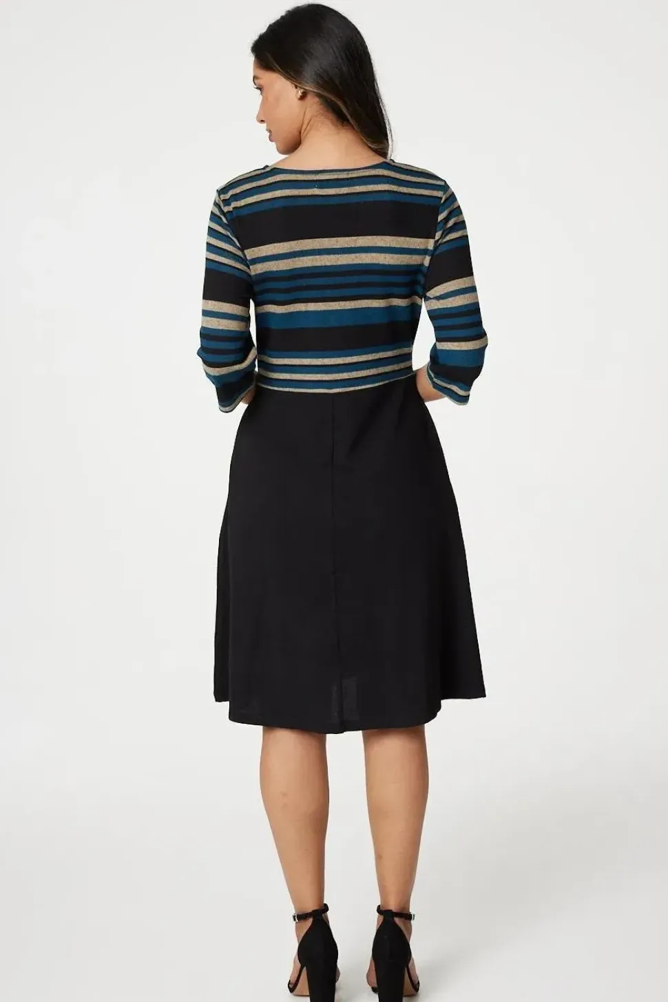 Striped Colour Block Skater Dress