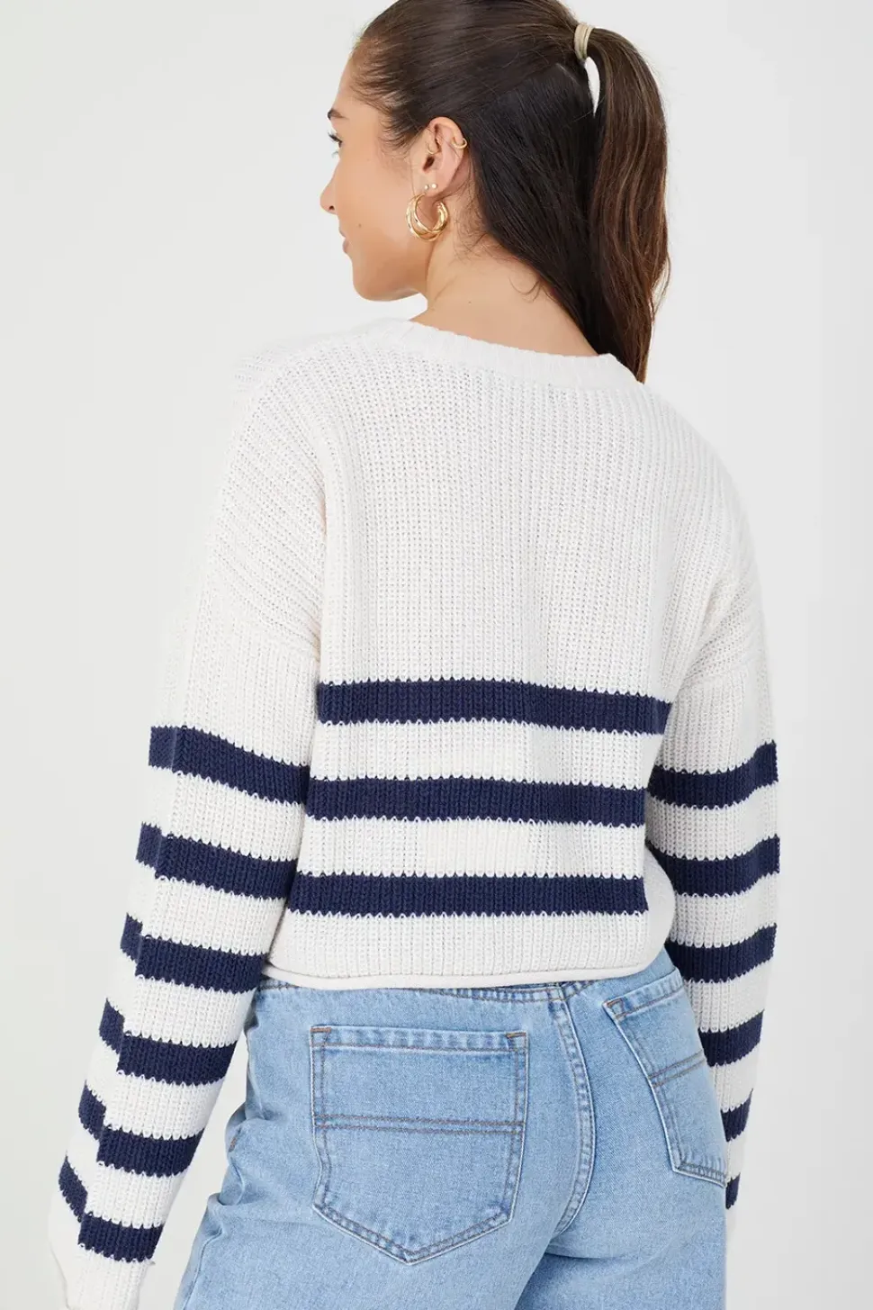 Striped Cropped Knitted Jumper