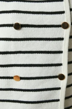 Striped Double Breasted Knitted Jacket