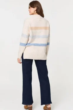 Striped High Neck Boxy Jumper