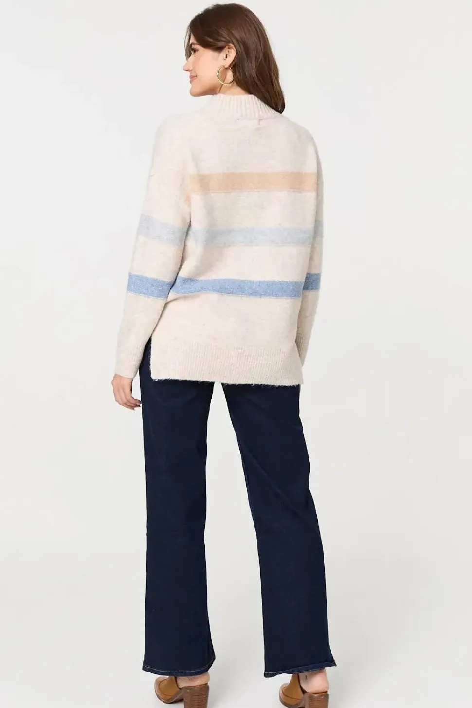 Striped High Neck Boxy Jumper