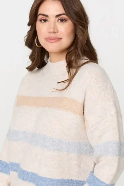 Striped High Neck Boxy Jumper