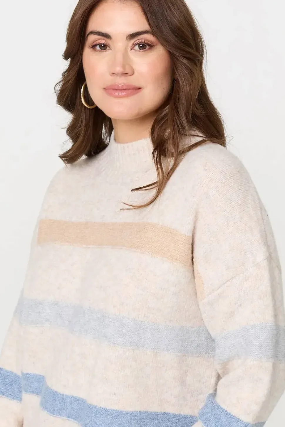 Striped High Neck Boxy Jumper