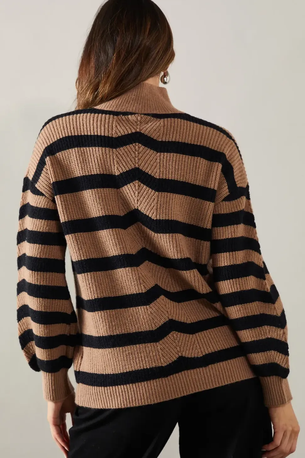 Striped High Neck Cosy Jumper
