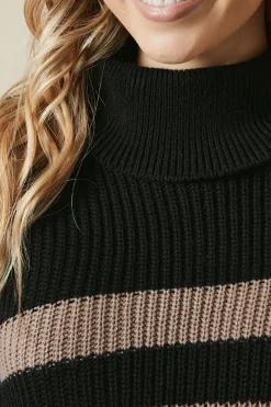 Striped High Neck Oversized Jumper