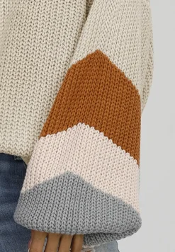 Striped Jumper In Beige & Peach Pink & Camel