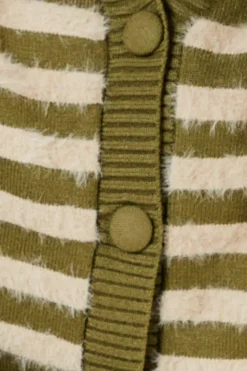 Striped Knitted Button Through Cardigan