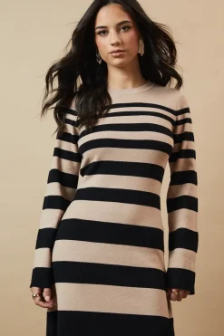 Striped Knitted Midi Dress