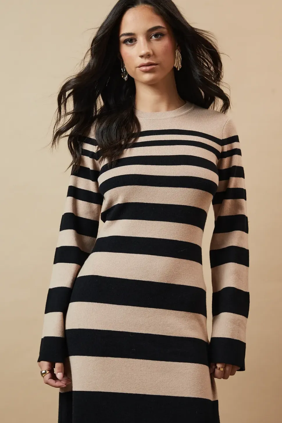 Striped Knitted Midi Dress