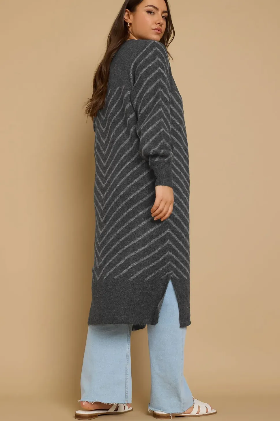 Striped Longline Cardigan