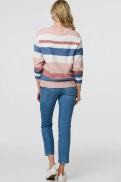 Striped Long Sleeve Relaxed Jumper