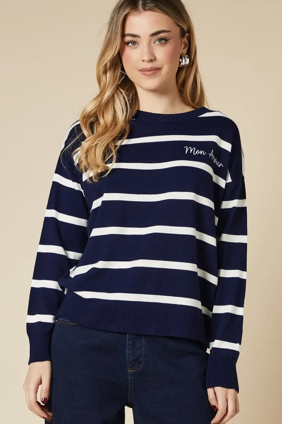 Striped Mon Amour Crew Neck Jumper