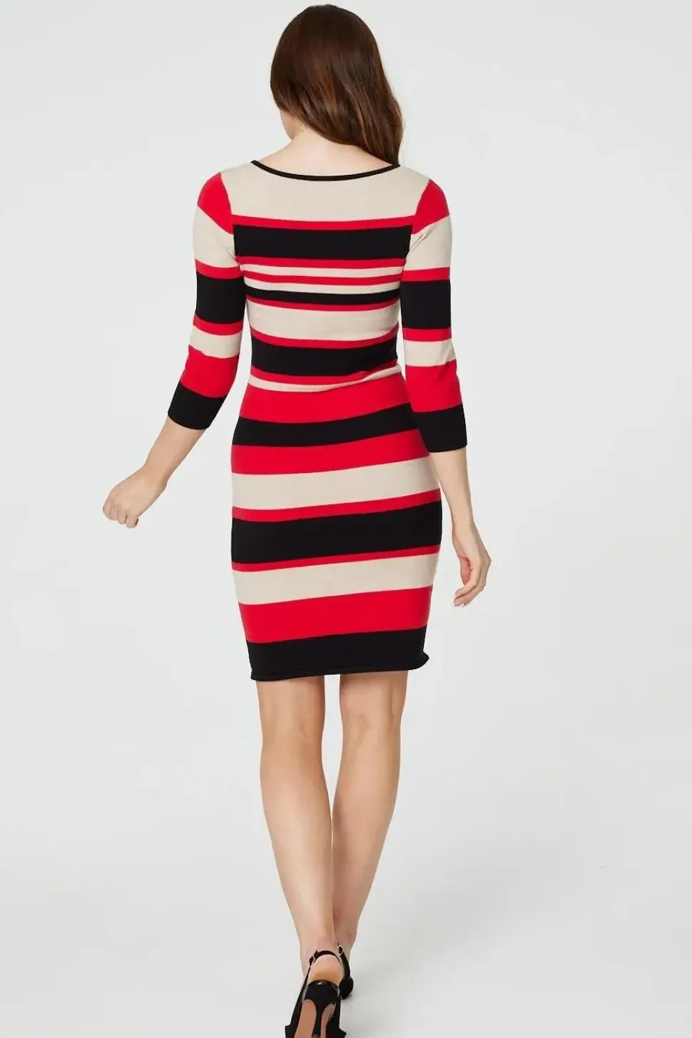 Striped Pocket Detail Knit Dress