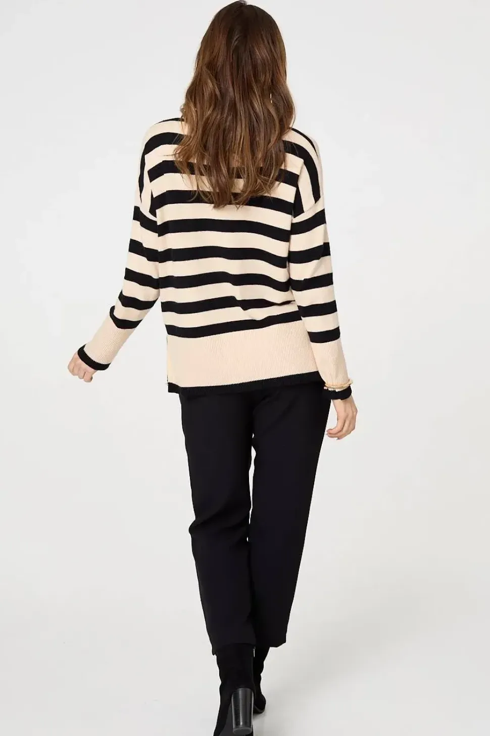 Striped Relaxed Roll Neck Jumper