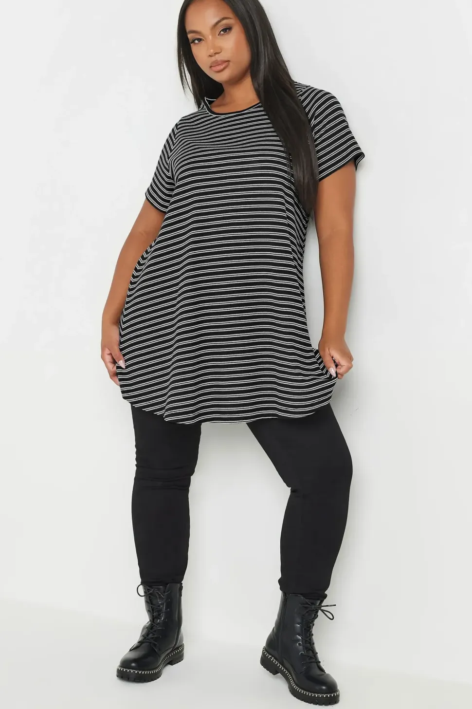 Striped Ribbed Swing Top