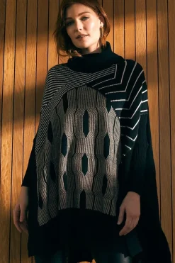 Striped Roll Neck Hanky Hem Jumper