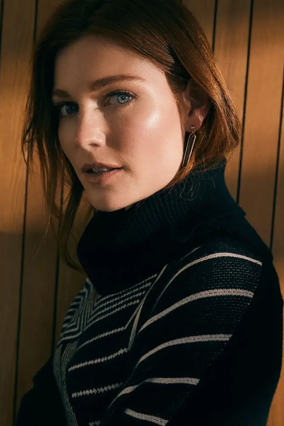 Striped Roll Neck Hanky Hem Jumper
