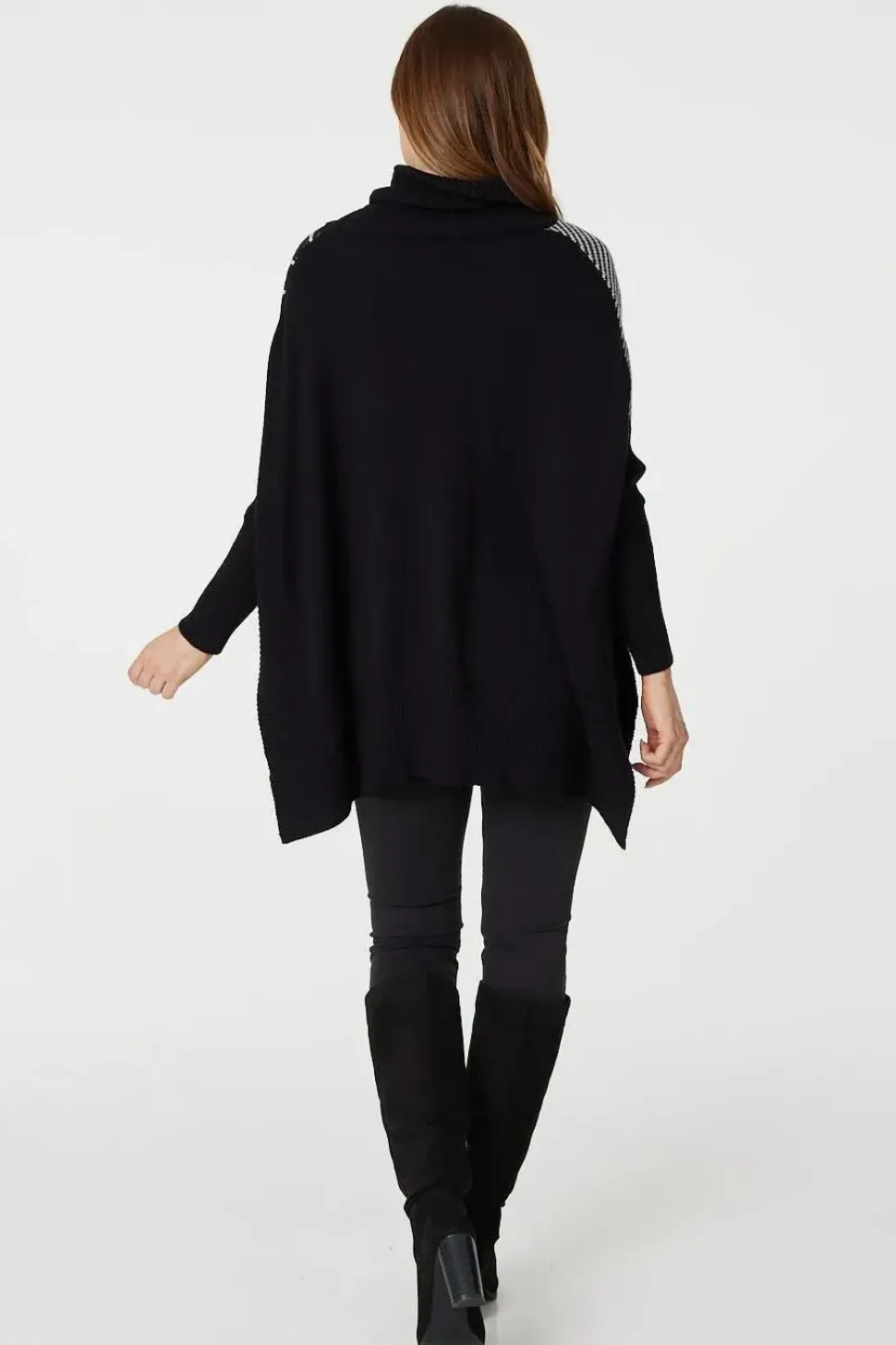 Striped Roll Neck Hanky Hem Jumper