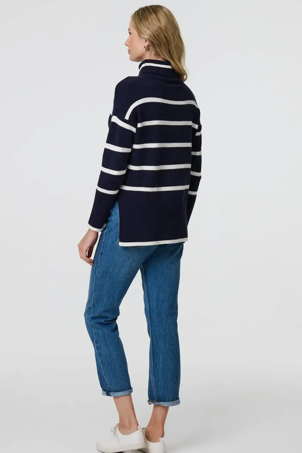 Striped Roll Neck Relaxed Jumper