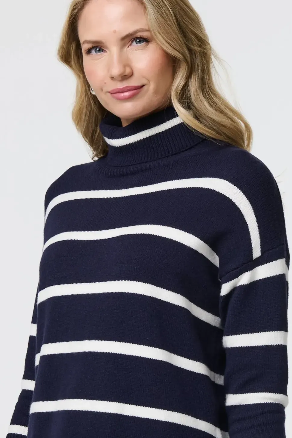 Striped Roll Neck Relaxed Jumper