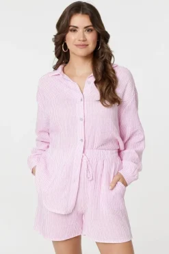 Striped Tie Waist Relaxed Shorts