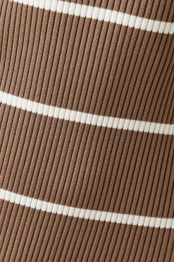 Striped V Neck Bodycon Knitted Midi Dress