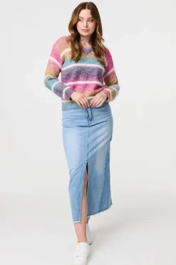 Striped V-Neck Relaxed Knit Jumper