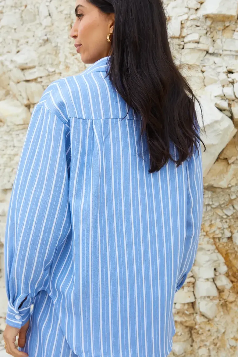 Striped 'Rooney' Cotton Blend Long Sleeve Shirt