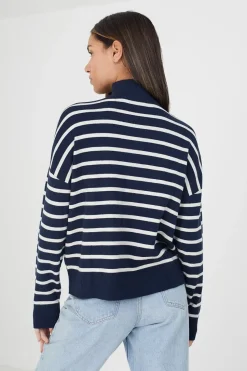 Striped 1/2 Zip Knitted Jumper