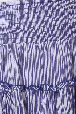 Stripe Frill Shirred Mini Skirt