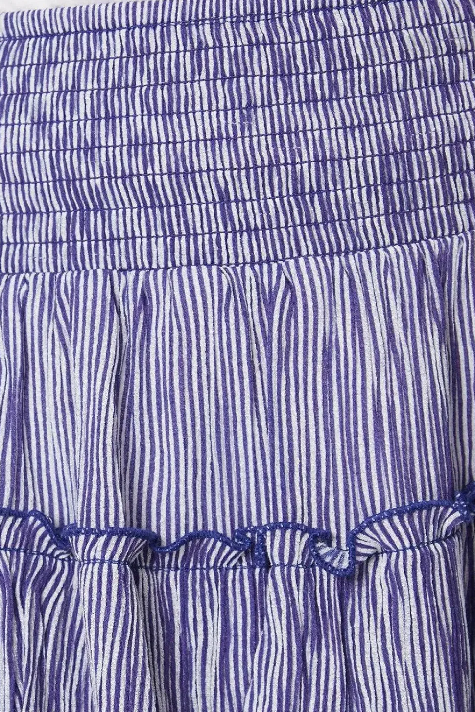 Stripe Frill Shirred Mini Skirt