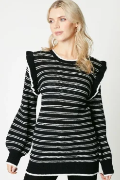 Stripe Frill Sleeve Tunic