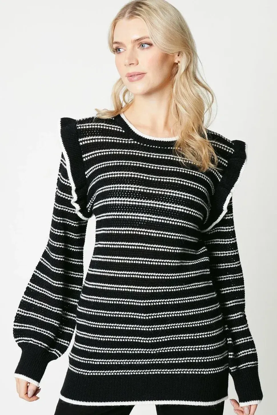 Stripe Frill Sleeve Tunic