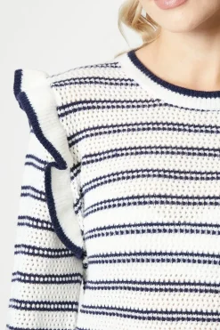 Stripe Frill Sleeve Tunic