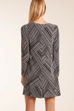 Stripe Glittery Long Sleeve Shift Dress