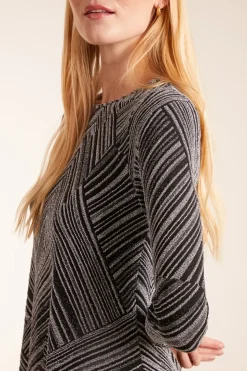 Stripe Glittery Long Sleeve Shift Dress