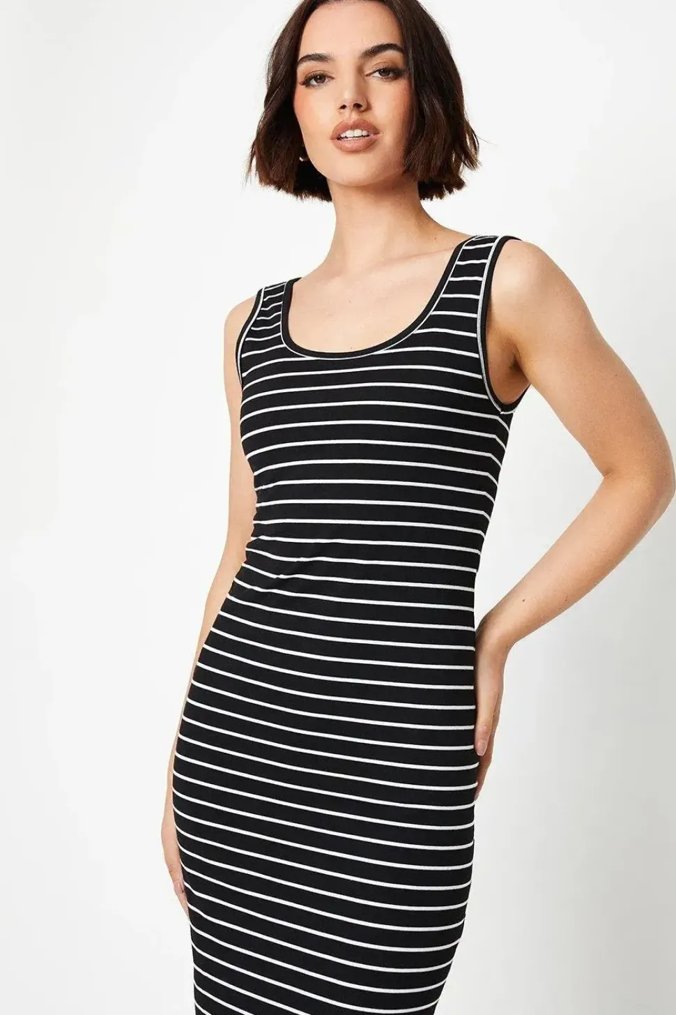 Stripe Jersey Bodycon Midi Dress