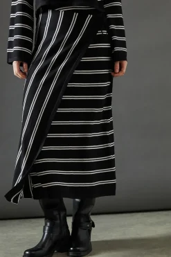 Stripe Knitted Wrap Skirt Co Ord